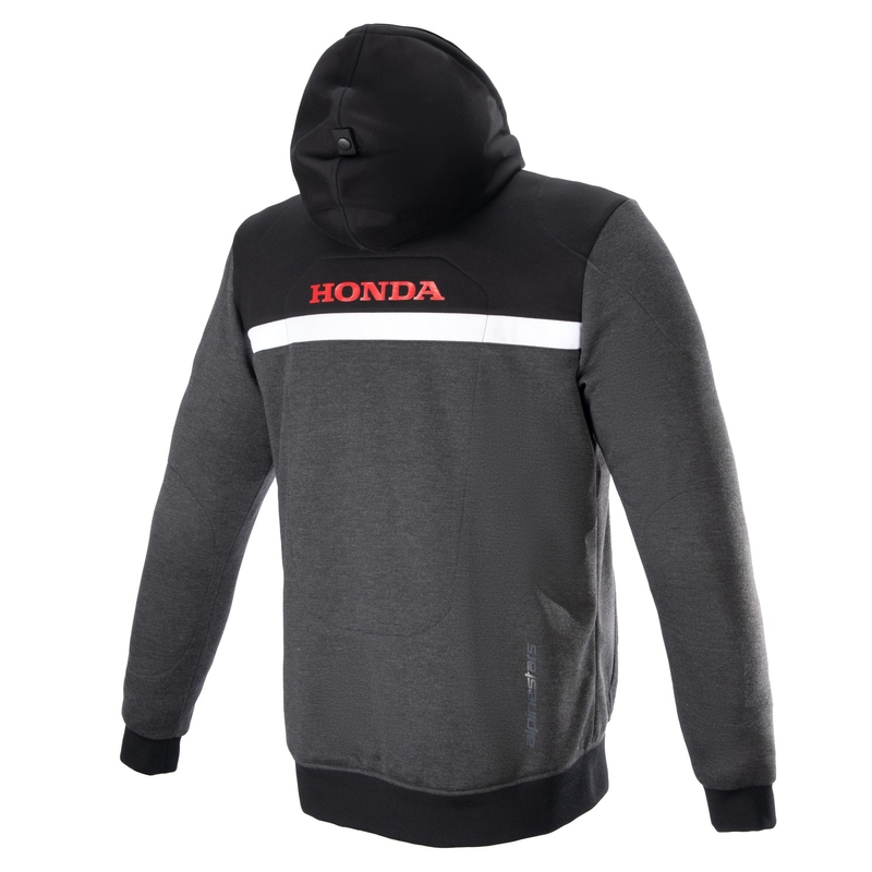 Alpinestars Chrome Street kapucnis Honda motoros pulóver fekete-szürke-piros