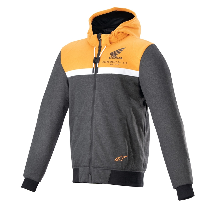 Alpinestars Chrome Street kapucnis Honda motoros dzseki fekete-szürke-narancssárga