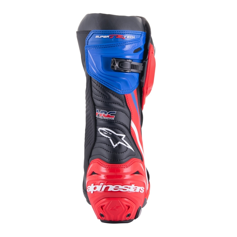 Alpinestars Supertech R Honda motoros csizma fekete-piros fluo-kék-fehér