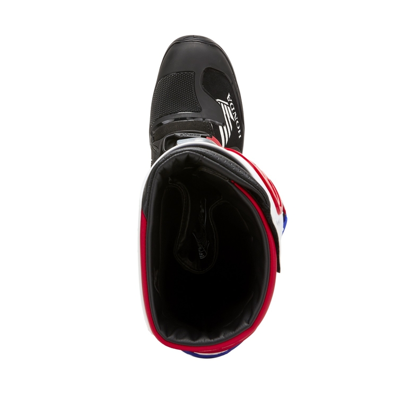 Alpinestars Tech 7 Enduro Drystar Honda motoros csizma fekete-kék-fehér-piros