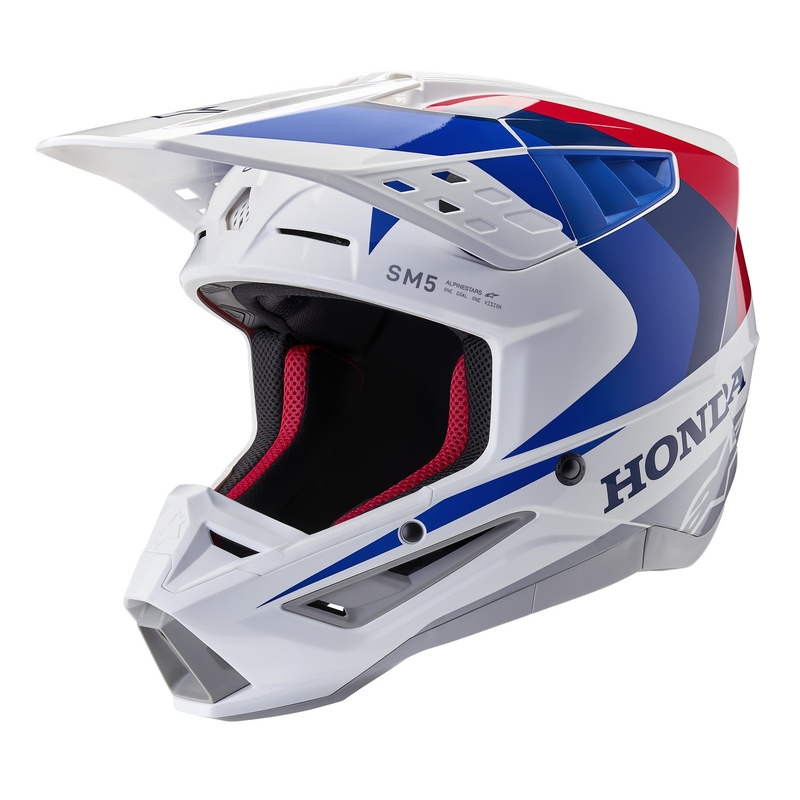 Alpinestars S-M5 Honda kollekció 2024 motokrossz bukósisak  fehér-kék-piros
