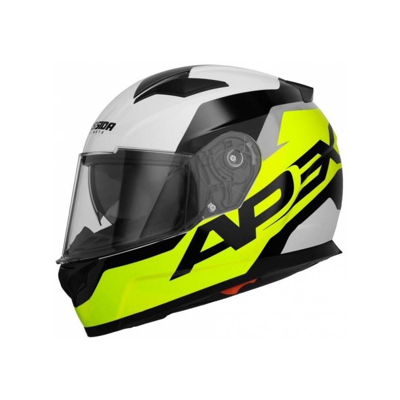 Cassida Apex kontraszt motorkerékpár sisak fekete-fehér-szürke-fluo sárga akció kiárusítás