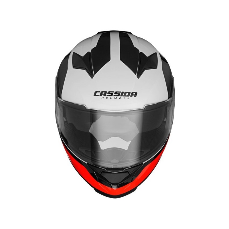 Cassida Apex Contrast motorkerékpár sisak fekete-fehér-szürke-fluo piros