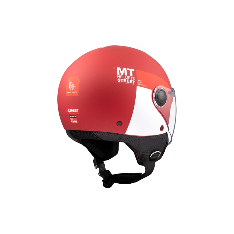 MT STREET INBOARD C5 nyitott motoros sisak matt piros-fehér