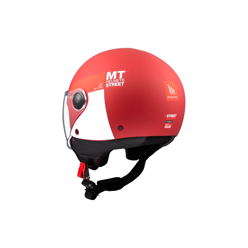 MT STREET INBOARD C5 nyitott motoros sisak matt piros-fehér