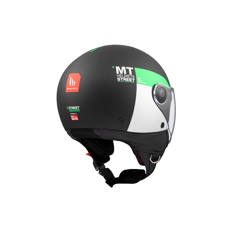 MT STREET INBOARD D6 nyitott motoros sisak matt fekete-zöld