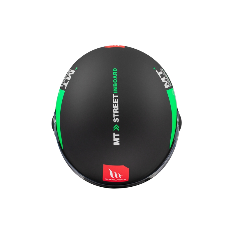 MT STREET INBOARD D6 nyitott motoros sisak matt fekete-zöld