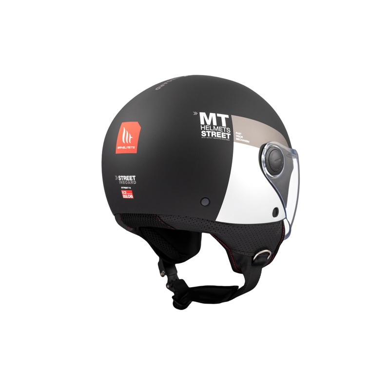 MT STREET INBOARD D2 nyitott motoros sisak matt fekete-fehér