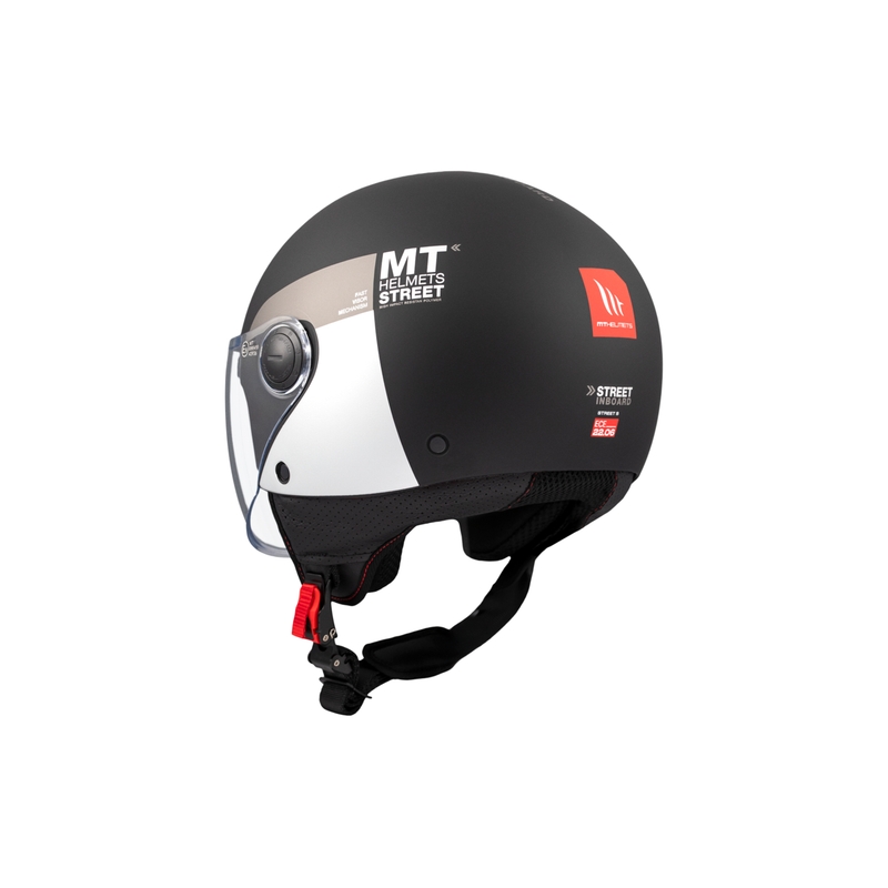 MT STREET INBOARD D2 nyitott motoros sisak matt fekete-fehér