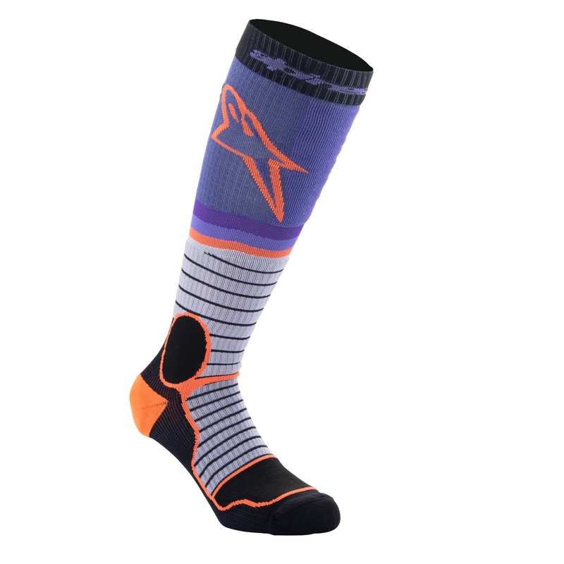 Alpinestars MX PRO zokni fekete-szürke-lila-narancssárga