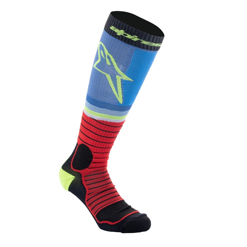 Alpinestars MX PRO zokni fekete-piros fluo-sárga fluo-kék