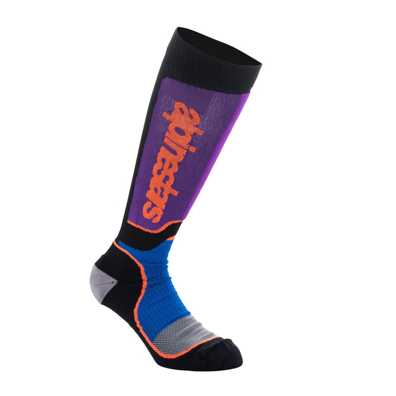 Alpinestars MX Plus gyerekzokni fekete-narancs-lila-kék-szürke