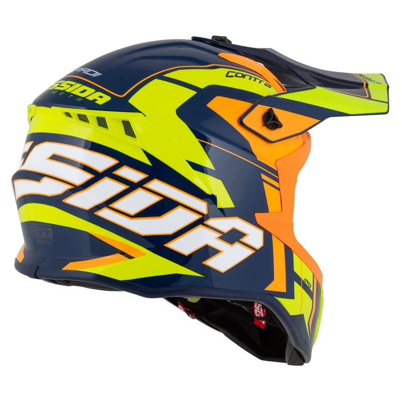 Cassida Cross Pro 2 Contra motokrossz bukósisak fluo sárga-narancssárga-kék