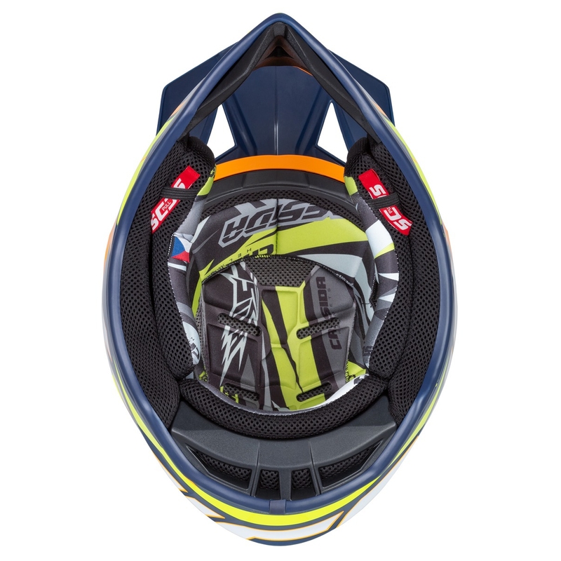 Cassida Cross Pro 2 Contra motokrossz bukósisak fluo sárga-narancssárga-kék