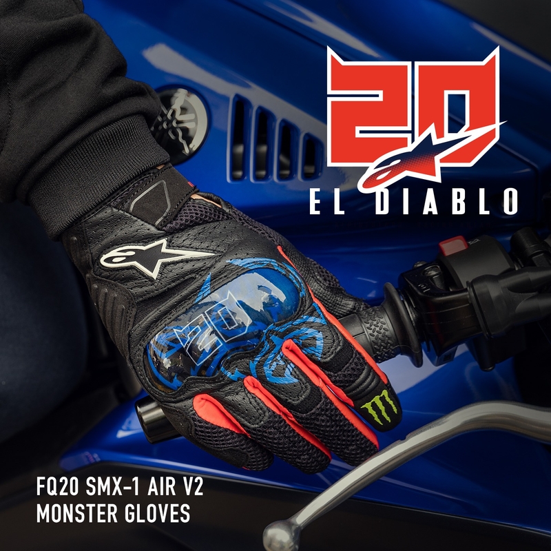 Alpinestars SMX-1 Air 2 Monster FQ20 motoros kesztyű fekete-piros-kék-fehér-zöld