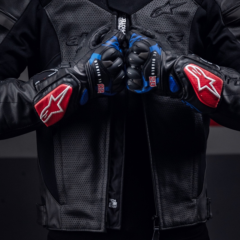 Alpinestars SP-8 3 Monster FQ20 motoros kesztyű fekete-piros-kék-fehér