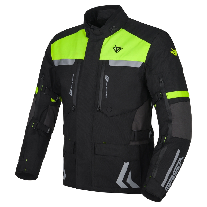 RSA Storm motoros kabát fekete-szürke-fluo sárga