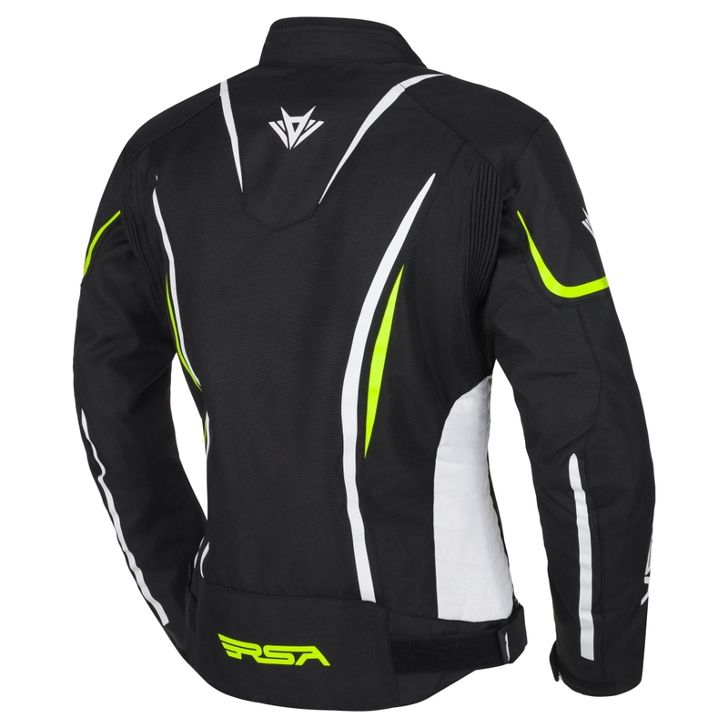 RSA Wasp női motoros kabát fekete-fehér-fluo sárga
