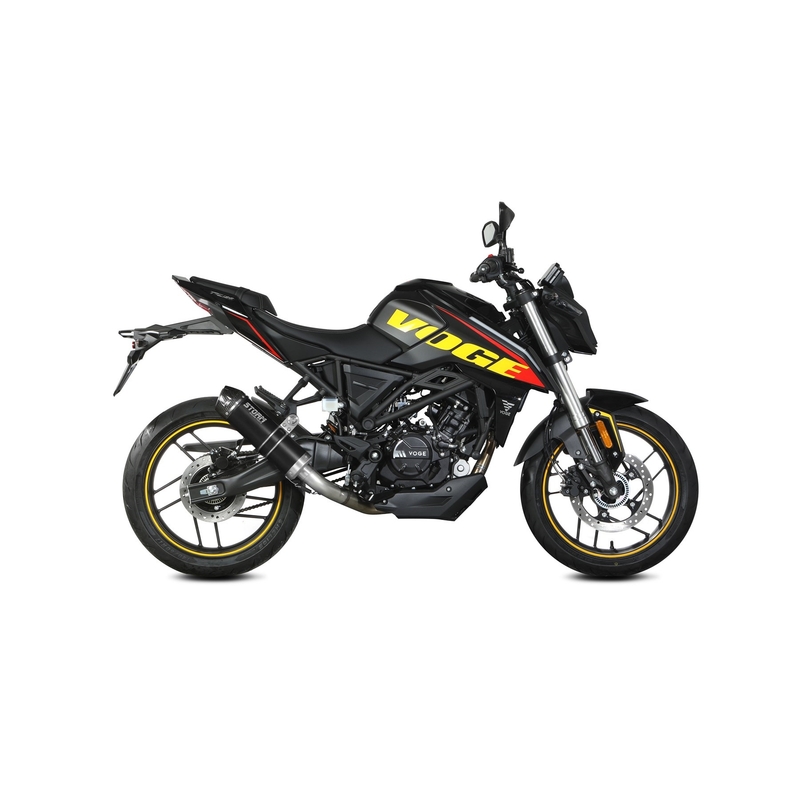 Teljes kipufogó rendszer 1x1 STORM GP Black with carbon cap részére VOGE Brivido 125 R  2023-2024