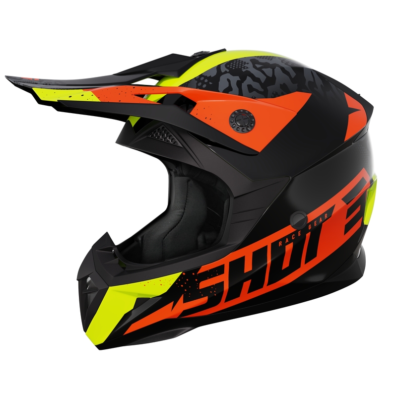 Shot Pulse Airfit gyerek motokrossz sisak fényes fekete-fluo sárga-narancssárga kiárusítás