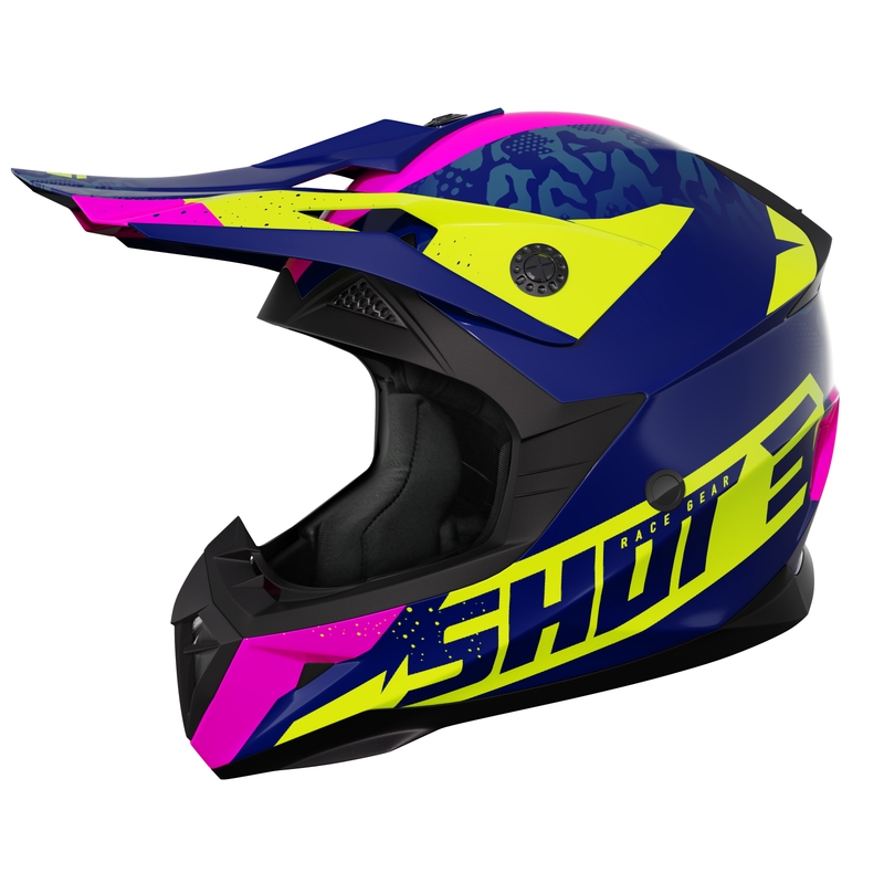 Shot Pulse Airfit gyerek motokrossz sisak fényes kék-fluo sárga -rózsaszín kiárusítás