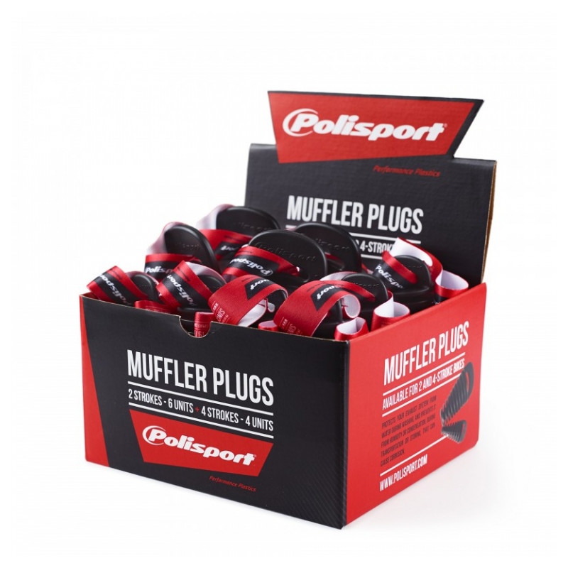 Muffler plugs POLISPORT 2 strokes (4 units) + 4 strokes (6 units) fekete