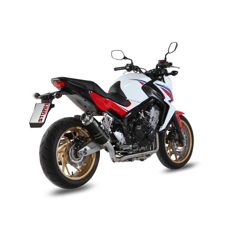 Teljes kipufogó rendszer 4x2x1 STORM GP Acélos fekete részére HONDA CB 650 F / FA 2014-2020