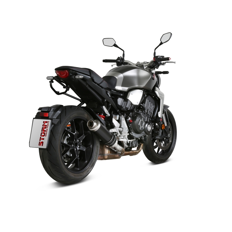 Kipufogóvég STORM GP Acélos fekete részére HONDA CB 1000 R, RA (ABS) 2018-2024, HONDA CB 1000 R Neo Sports Café 2018-2024