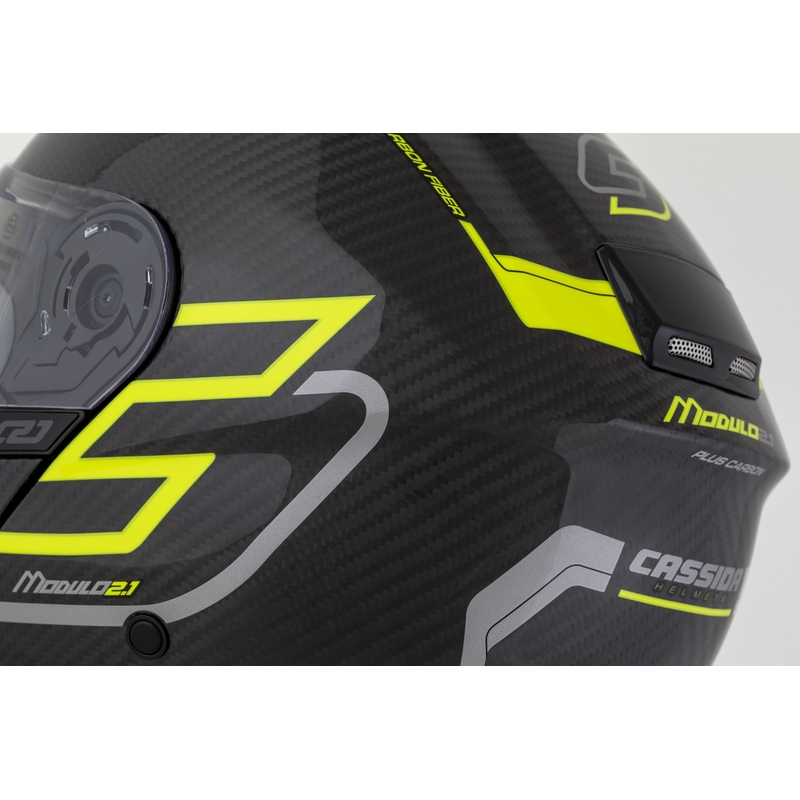 Cassida Modulo 2.1 Plus Carbon felnyitható bukósisak fluo sárga-ezüst-fekete