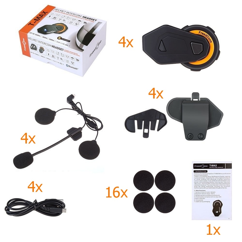 Sada 4 ks Bluetooth Intercomu T-MAX