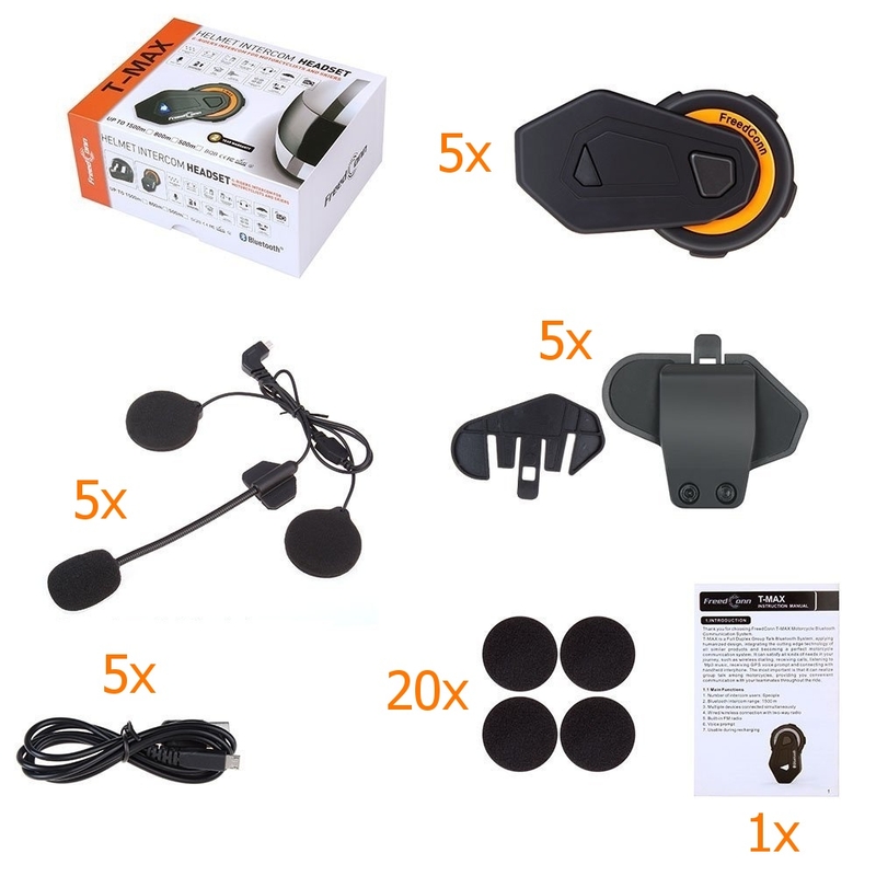 Sada 5 ks Bluetooth Intercomu T-MAX
