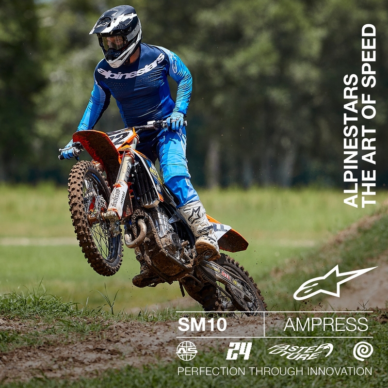 Alpinestars Supertech S-M10 Ampress motokrossz bukósisak matt fekete-fehér