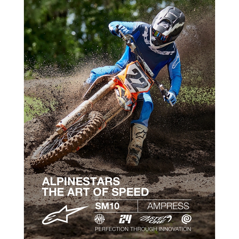 Alpinestars Supertech S-M10 Ampress motokrossz bukósisak matt fekete-fehér