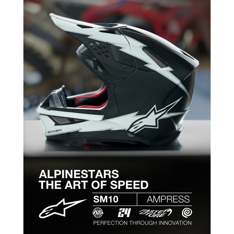 Alpinestars Supertech S-M10 Ampress motokrossz bukósisak matt fekete-fehér