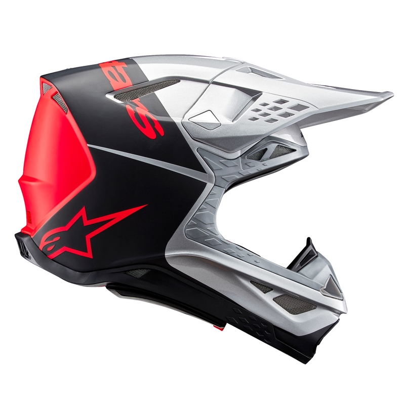 Alpinestars Supertech S-M10 Flood motokrossz bukósisak matt ezüst-fekete-fluo narancssárga
