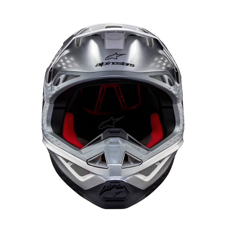 Alpinestars Supertech S-M10 Flood motokrossz bukósisak matt ezüst-fekete-fluo narancssárga