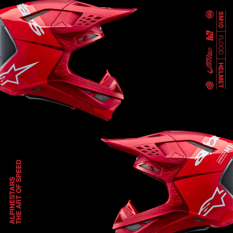 Alpinestars Supertech S-M10 Flood motokrossz bukósisak fluo piros-matt piros