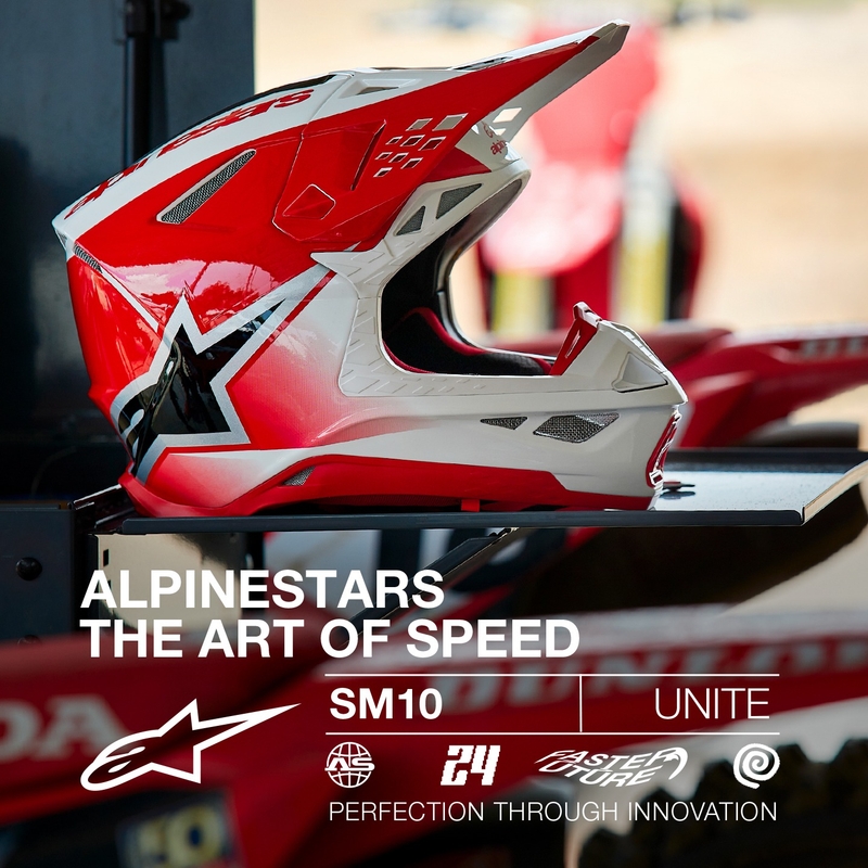 Alpinestars Supertech S-M10 Unite motokrossz bukósisak piros-fehér