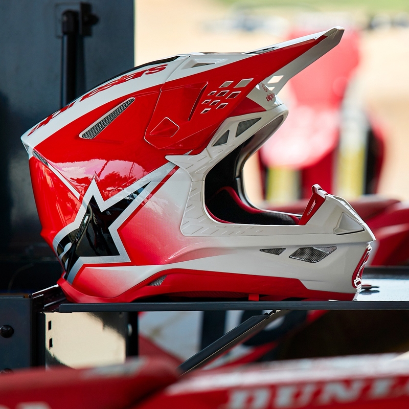 Alpinestars Supertech S-M10 Unite motokrossz bukósisak piros-fehér