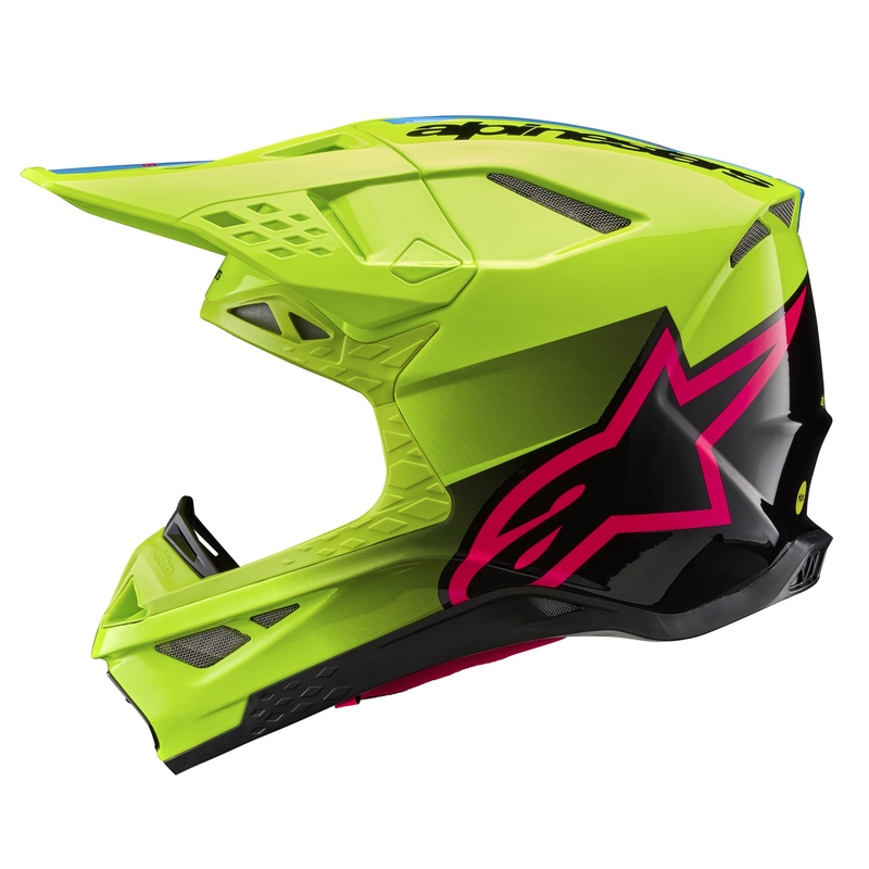 Alpinestars Supertech S-M10 Unite motokrossz bukósisak fluo sárga-fekete-rózsaszín