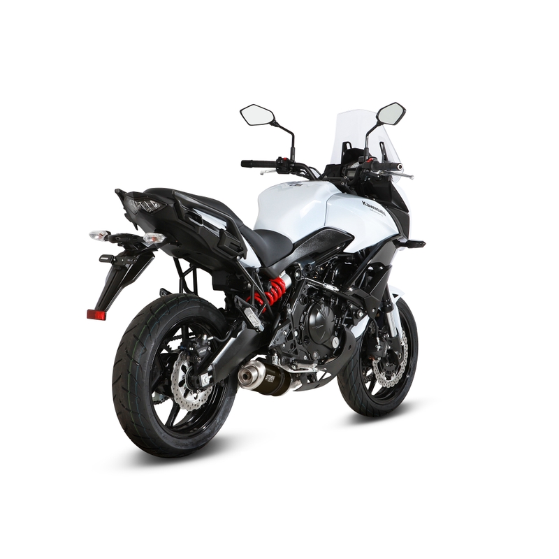 Teljes kipufogó rendszer 2x1 STORM OVAL Acélos fekete részére KAWASAKI Versys 650 2015-2020