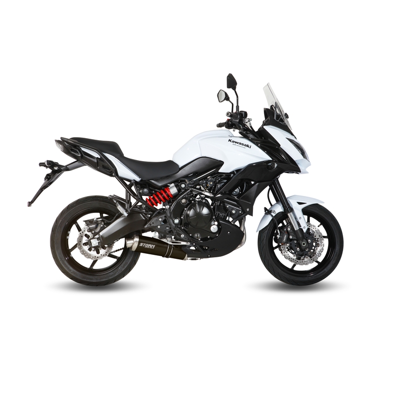 Teljes kipufogó rendszer 2x1 STORM OVAL Acélos fekete részére KAWASAKI Versys 650 2015-2020