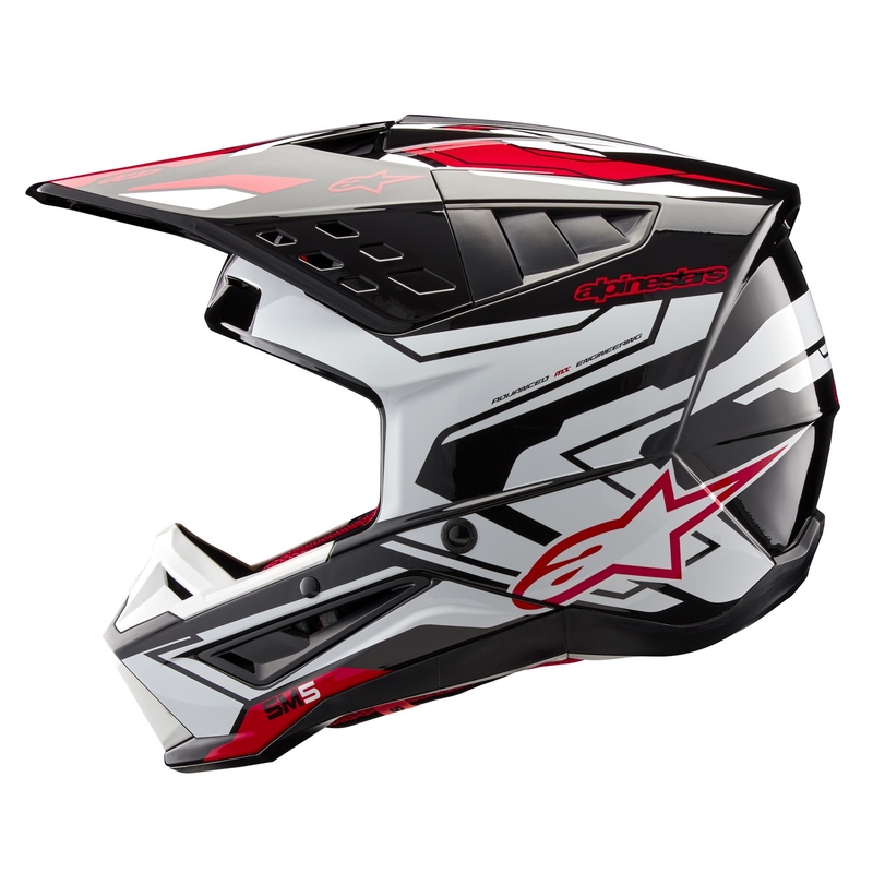 Alpinestars S-M5 Action 2 motokrossz bukósisak fekete-fehér-fluo piros