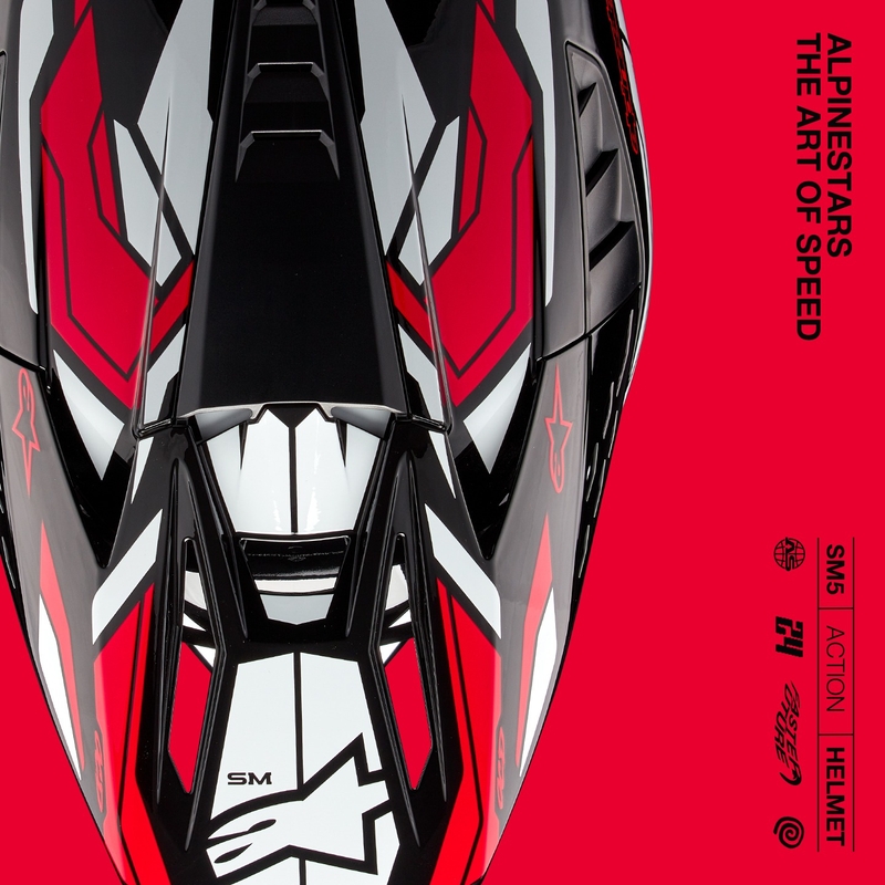 Alpinestars S-M5 Action 2 motokrossz bukósisak fekete-fehér-fluo piros