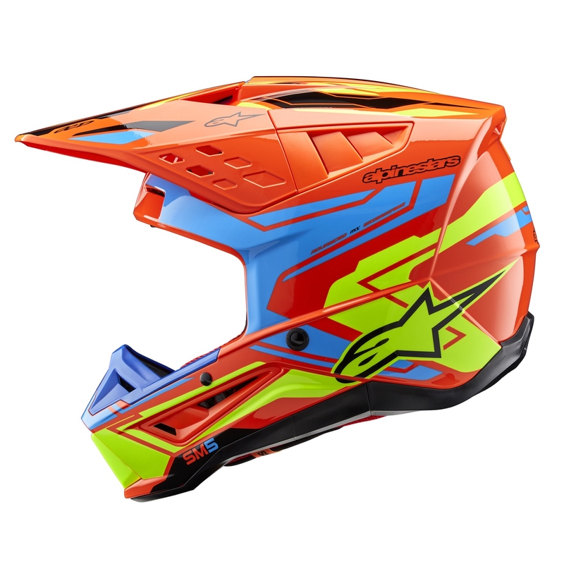 Alpinestars S-M5 Action 2 motokrossz bukósisak fluo narancssárga-világoskék- fluo sárga