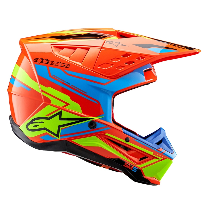 Alpinestars S-M5 Action 2 motokrossz bukósisak fluo narancssárga-világoskék- fluo sárga