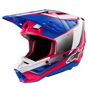 Motokrosová helma Alpinestars S-M5 Sail bílo-růžovo-modrá