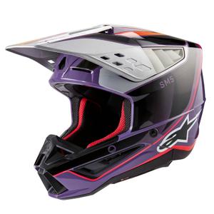 Motokrosová helma Alpinestars S-M5 Sail fialovo-černo-stříbrná
