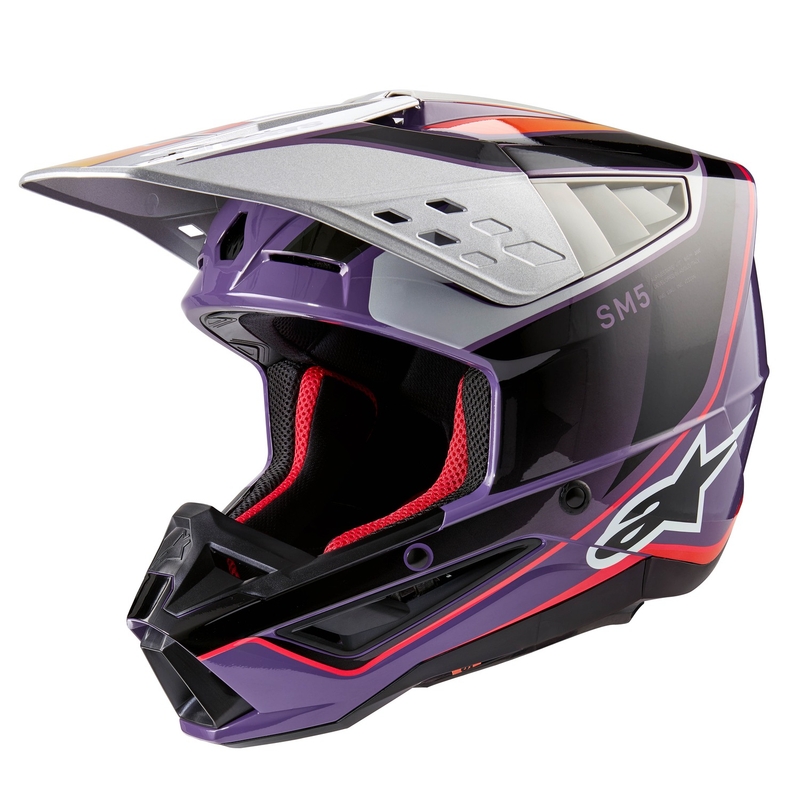 Alpinestars S-M5 Sail motokrossz bukósisak lila-fekete-ezüst