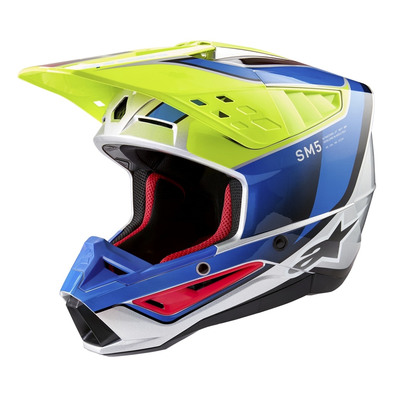 Alpinestars S-M5 Sail motokrossz bukósisak fluo sárga-kék-ezüst